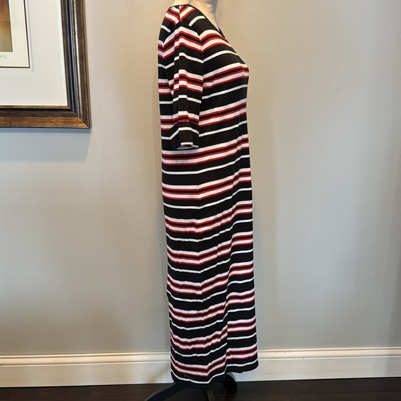 Ralph Lauren Striped Black and Red Women's cotton tshirt Dress NWT L - Picture 8 of 14